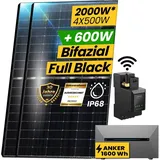 EPP.Solar Balkonkraftwerk 2000W Bifazial Komplettset inkl.800W integrietem Wechselrichter mit Anker SOLIX E1600 Pro Solarspeicher und Smart Meter