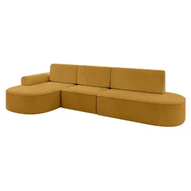 altdecor Eckcouch Cord 5-Sitzer Senfgelb