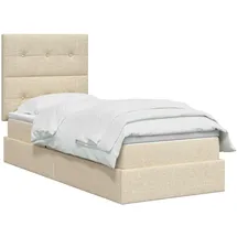 vidaXL LED-Speicherbett mit Matratze Creme 90 x 200 cm Stoff