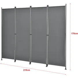 pro.tec Garten-Paravent 170 x 215 cm grau Stahl