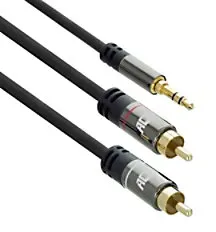 ACT Audioverbindungskabel, 3,5-mm-Stecker auf zwei Cinchstecker, 1,5 m