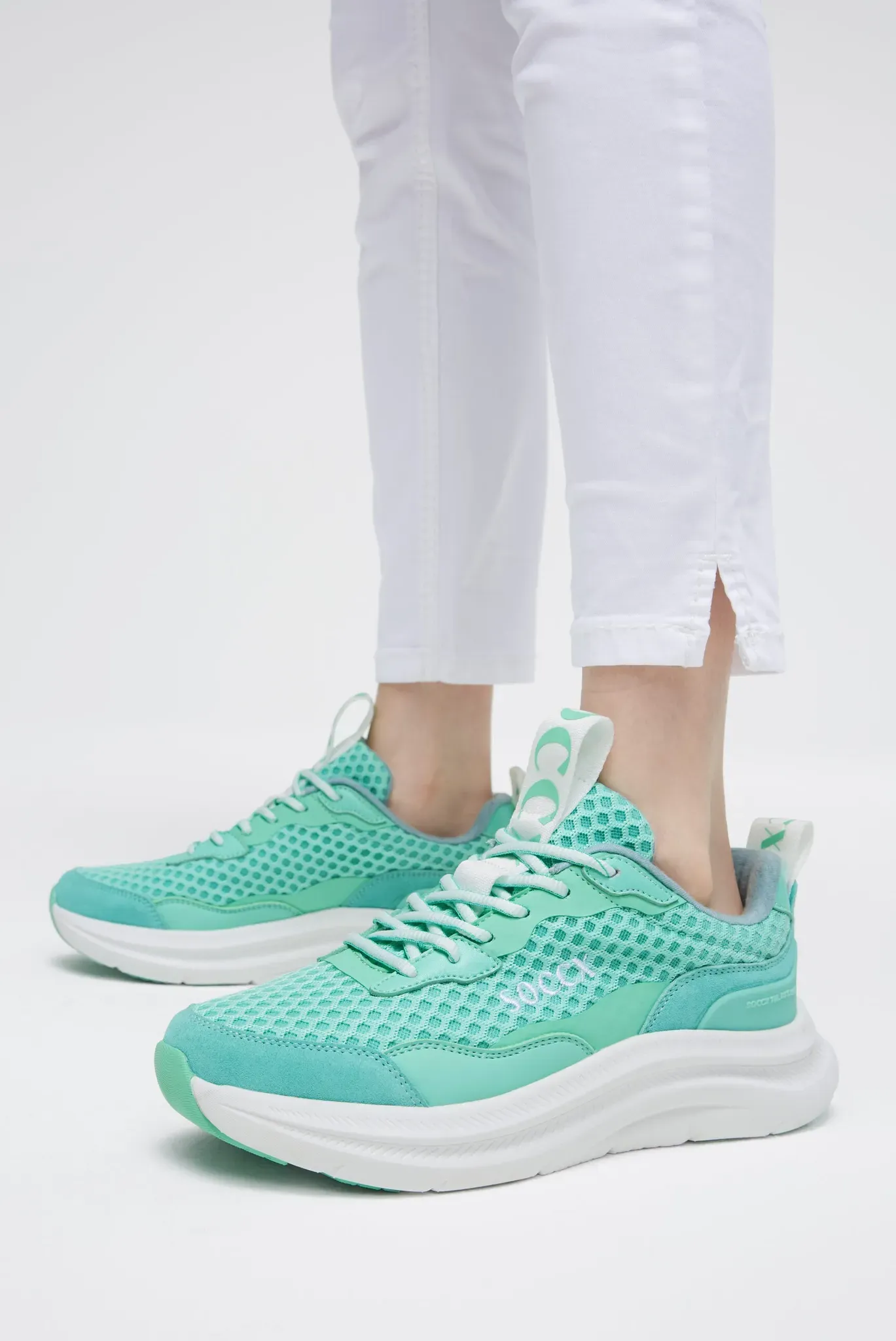 Sneaker SOCCX, Damen, Gr. 40, french mint, Leder, Synthetik, Textil, unifarben, Schuhe Sneaker, mit wasserabweisendem Mud Cover