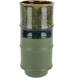 Dekovase I.GE.A. "Blumenvase aus Keramik, geriffelt, Zylinderform, matt glänzend", grün, B:15cm H:33cm, Keramik, Vasen, Keramikvase, Dekoration, Vase für Blumen, Zweige und Kunstblumen