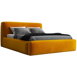 mebloland Polsterbett LUMO 90 x 200 mit Matratze und Bettkasten. Farbe: Gelb - Gelb