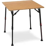 Qeedo Quick Kimmy S 70x70 cm Campingtisch quadratisch mit Bambus-Tischplatte, klappbar, höhenverstellbar