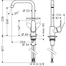 Hansgrohe Focus M41 Einhebel-Küchenmischer 260 Edelstahl-finish