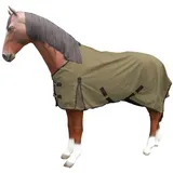 Brama-West Regendecke Pferd Rain - Weidedecke mit Fleece Futter - 600DEN - Wasserdicht - Olive - Gr. 145cm