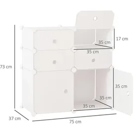 Homcom Schuhschrank 37 x 73 x 75 cm weiß / weiß
