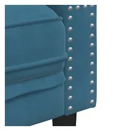 vidaXL Chesterfield-Sofa mit Nackenrollen 3-Sitzer Blau Samt
