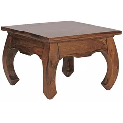 Sheesham Couchtisch Kanada im Landhausstil, handgefertigt, elegante Opium-Form, pflegeleicht und robust. 60x60x40 cm | Kadima Design