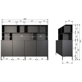 Daheim Buffet Gravu 150 x 200 cm Schwarz