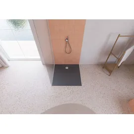 Kaldewei Superplan ZERO 1534-5, Duschwanne mit Wannenträger extraflach, 100x100cm, 353447982666 Farbe: cool Grey 80 mit Secure Plus