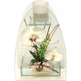 I.GE.A. Kunstpflanze »Orchidee mit Teelichthalter 23/15 cm«, weiß
