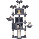 Yaheetech XXL Katzenkratzbaum 194 cm Katzenbaum Kletterbaum, Stabil mit Plüsch Sisalseil, Kratzbaum für Katzen deckenhoch Dunkelgrau