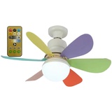 BomKra Deckenleuchte mit Ventilator und Fernbedienung,30W Deckenventilator mit Beleuchtung,3 Geschwindigkeiten,3 Modi Dimmbar,Timer,LED Deckenventilator mit Lampe für Schlafzimmer (Farbe)