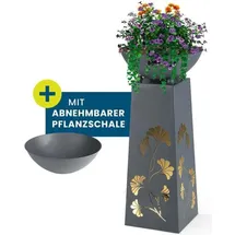 Hoberg Pflanzsäule Metall 23 x 23 x 70 cm kabellos grau