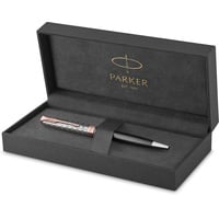 PARKER Sonnet Kugelschreiber | Premium Metal & Grey Satinierung mit Rotgoldbeschichtung | Medium Spitze mit schwarzer Tinte Nachfüllen | Geschenkbox