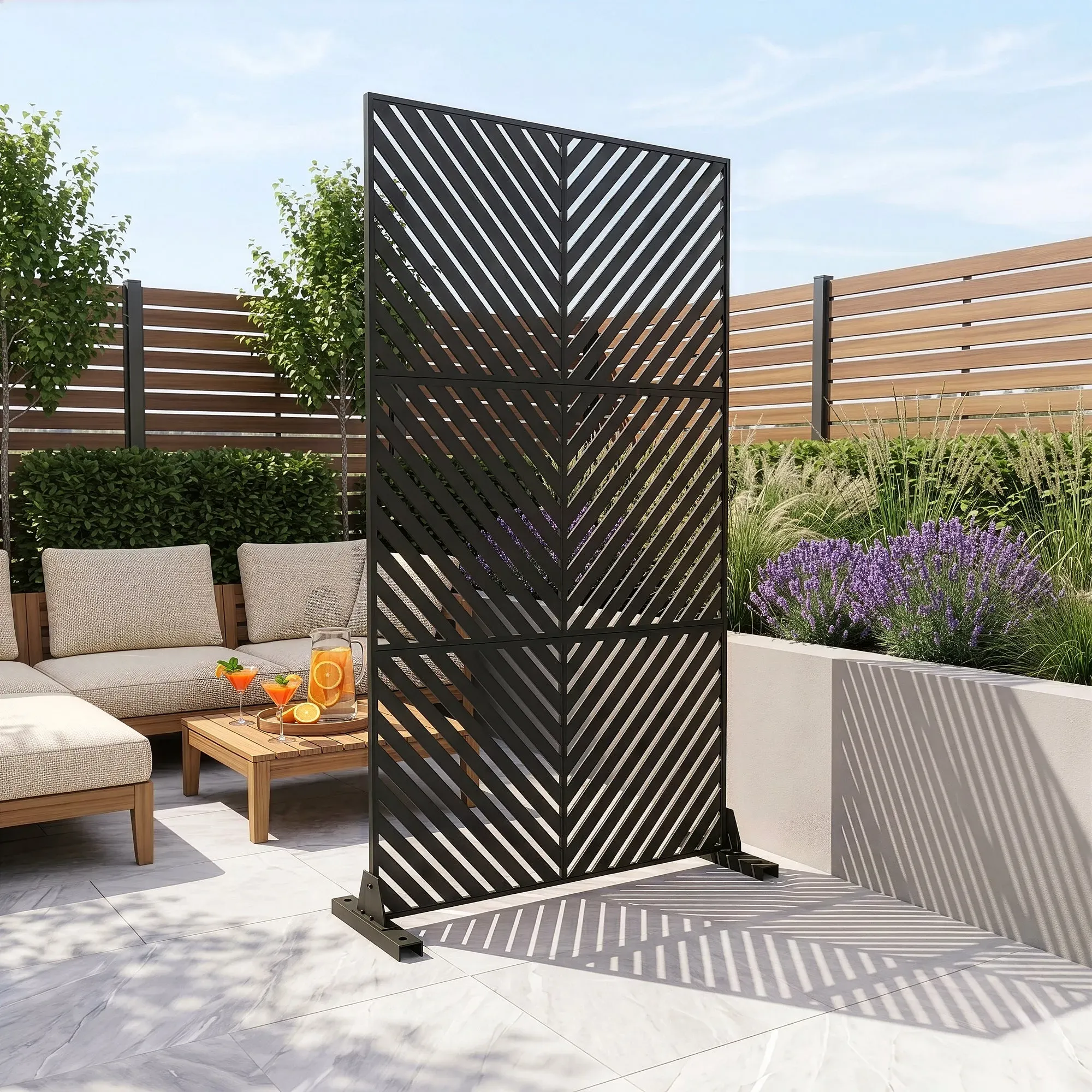 Trennwand Kekan verzinkter Stahl 180x90 cm Schwarz [casa.pro]