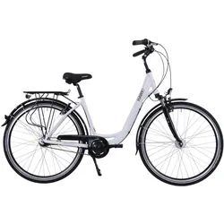 HAWK City Wave Deluxe White - Damen 26 Zoll - Leichtes Fahrrad mit 7-Gang Shimano Nabenschaltung, Felgenbremse & Nabendynamo