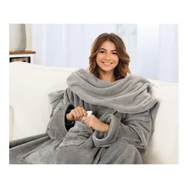 Gözze Premium Kuscheldecke mit Ärmel 150 x 240 cm silber