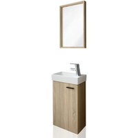 Aileenstore Gäste WC Badmöbel Set Waschbecken mit Unterschrank inkl. Armatur klein Sonoma