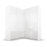 Rauch Quadra Eckschrank inkl. Türendämpfer, mit Glastüren weiß 4-trg., 2 Kleiderstangen, 12 Einlegeböden, BxHxT 181x229x187 cm