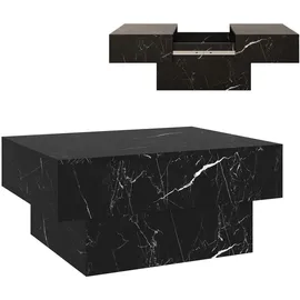 [en.casa] Couchtisch schwarz Weiß, Holzwerkstoff, Marmor Optik, Rechteckig,Rechteckig, 80x36x60 cm Marmoroptik,