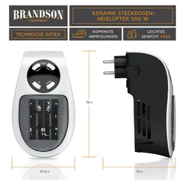 Brandson Heizlüfter 500 W Schwarz