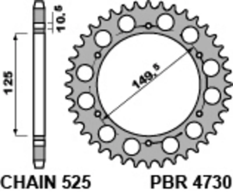 PBR Standard C45 Stahl Ritzel 4730 - 525, Größe 230 mm