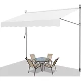 Fiqops Klemmmarkise Balkon, 300x120x 200-300cm Beige, Höhenverstellbar Abdeckhauben Markisen UV-beständig Sonnenschutz Garten Wetterfest Balkonmarkise ohne Bohren