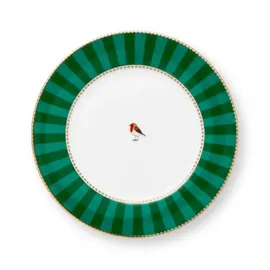 Pip Studio Love Birds Frühstücksteller Stripes grün 21cm