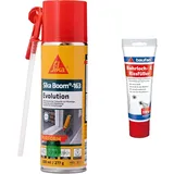 SIKA - Montageschaum - SikaBoom-163 Evolution weiss - PU-Schaum zum Füllen von Hohl- und Zwischenräumen - 300ml inkl. Adapter & Baufan 4016215101421 Bohrloch- und Rissfüller Spachtelmasse, weiß