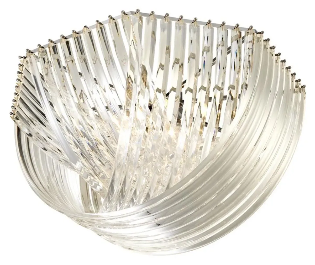 Casa Padrino Luxus Deckenleuchte Silber Ø 90 x H. 45 cm - Luxus Wohnzimmermöbel