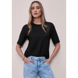 STREET ONE T-Shirt mit Rundhals, im Strick-Look - schwarz,