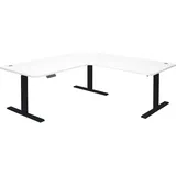 MCW Eck-Schreibtisch MCW-D40, Bürotisch Computertisch elektrisch höhenverstellbar 178x178cm 84kg MVG ~ weiß, schwarz