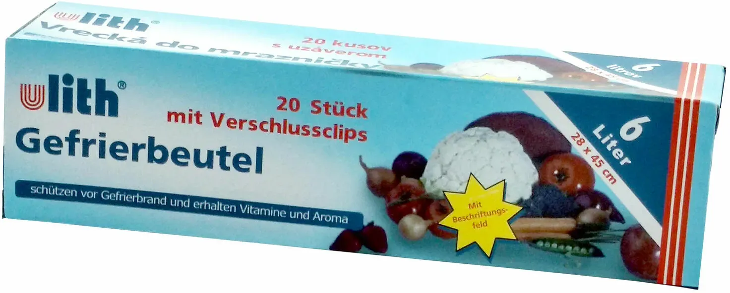 Gefrierbeutel mit Verschlussclips, 28 x 45 cm, 6 Liter, 20 Stk.