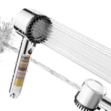Cobbe Duschkopf mit Filter, Hochdruck Handbrause mit Filtration in 20 Schichten, Duschkopf Wassersparend mit 5 Strahlarten, Sparduschkopf für Hartes Wasser,Rest-Chlor,Bakterien(Chrom)