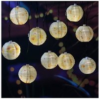 MARELIDA LED-Lichterkette LED Solar Lichterkette SUNNY 10 Lampions Garten Balkon Terrasse 4,5m gelb
