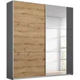 Rauch Schwebetürenschrank RAUCH "Kleiderschrank Garderobe TOPSELLER AURELIO mit 3 Ausstattungsvarianten", grau (graumetallic, eiche artisan), B:175cm H:210cm T:59cm, Holzwerkstoff, Schränke, Schwebetürenschrank, 3 verschiedene Ausstattungsvarianten Griffe aus