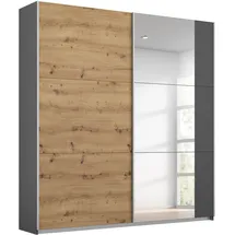 Rauch Schwebetürenschrank RAUCH "Kleiderschrank Garderobe TOPSELLER AURELIO mit 3 Ausstattungsvarianten", grau (graumetallic, eiche artisan), B:175cm H:210cm T:59cm, Holzwerkstoff, Schränke, Schwebetürenschrank, 3 verschiedene Ausstattungsvarianten Griffe aus