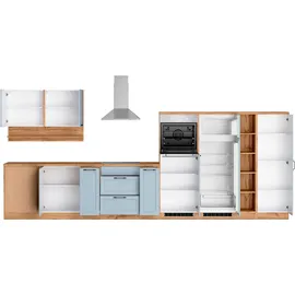 kochstation Winkelküche L-Form 240 cm blau