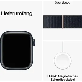 Apple Watch Series 9 GPS 45 mm Aluminiumgehäuse mitternacht, Sport Loop mitternacht One Size