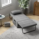 HOMCOM 4-in-1 Klappbett Sessel Ottomane Liege 5-Stufen Höhenverstellbar Grau
