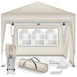 tillvex Pavillon Gartenpavillon 3x3m Wasserdicht Gartenzelt Pop Up, Wasserdicht, höhenverstellbar, UV Schutz 50+, inkl. Tasche