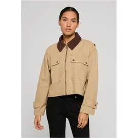 URBAN CLASSICS Übergangsjacke Damen Ladies Workwear Cropped Baumwolle Jacket beige M - Beige - M