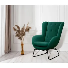 Fun Möbel Sessel Artemis Stoff Kronos 70 x 80 x 90 cm Grün mit Kissen