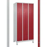 C+P Z-Spind Classic PLUS, Füßen, 6 Abteile, HxBxT 195x90x50cm, Zylinderschloss, Hellgrau/Rubinrot von PROREGAL