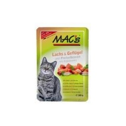Mac's CatPouch Pack Lachs , Geflügel und Preiselbeeren 100g