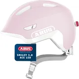 ABUS Smiley 3.0 ACE LED - Fahrradhelm mit Licht - Tiefe Passform & Platz für einen Zopf - für Mädchen und Jungs - Pure Rose, Größe M