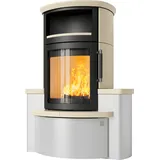 Kaminofen HARK 44-5.34 GT FlameKat Raumluftunabhängig 8 kW - Ofenkacheln: quarz-Weiss - Korpus: graphit